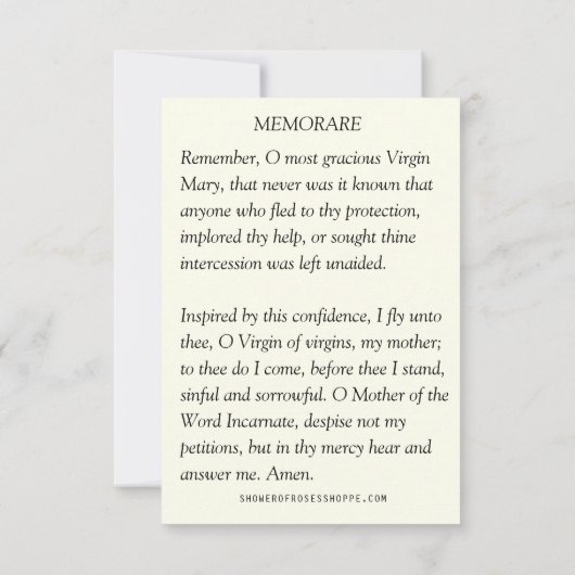 神秘的なバラヴァージンメアリーメモリアレ祈りの言葉聖 サンキューカード (裏面)