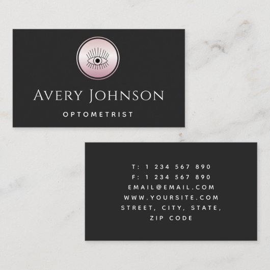 神秘的なバラ金ゴールドアイロゴオプトメトリックシックビジョン 名刺 (正面/裏面)