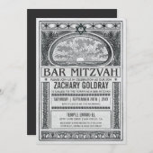 神秘的なバーの（ユダヤ教の）バル・ミツバーの招待状のヴィンテージ 招待状 (正面/裏面)