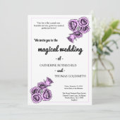 神秘的なパープルローズのウェディング招待状 招待状 (スタンド正面)