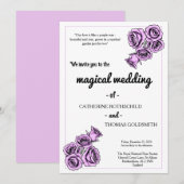 神秘的なパープルローズのウェディング招待状 招待状 (正面/裏面)