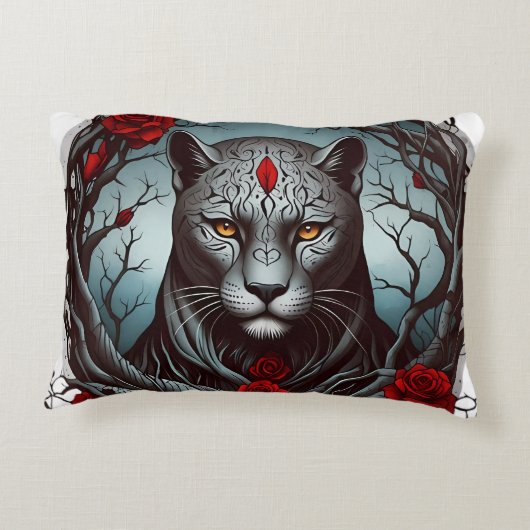 神秘的なヒョウまたは魅惑された獣 アクセントクッション (裏面)