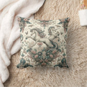 神秘的なビクトリアンユニコーン：魅惑されたフローラ クッション (ブランケット)