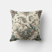 神秘的なビクトリアンユニコーン：魅惑されたフローラ クッション (裏面)