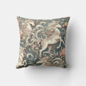 神秘的なビクトリアンユニコーン：魅惑されたフローラ クッション (裏面)