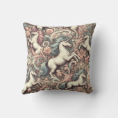 神秘的なビクトリアンユニコーン:魅惑されたフローラ クッション (裏面)