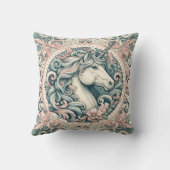 神秘的なビクトリアンユニコーン：魅惑されたフローラ クッション (裏面)