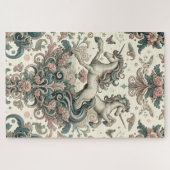 神秘的なビクトリアンユニコーン:魅惑されたフローラ ジグソーパズル (横)