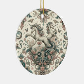 神秘的なビクトリアンユニコーン:魅惑されたフローラ セラミックオーナメント (右)