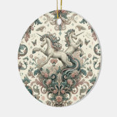 神秘的なビクトリアンユニコーン:魅惑されたフローラ セラミックオーナメント (左)