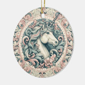 神秘的なビクトリアンユニコーン:魅惑されたフローラ セラミックオーナメント (左)