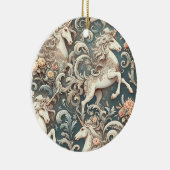 神秘的なビクトリアンユニコーン:魅惑されたフローラ セラミックオーナメント (右)