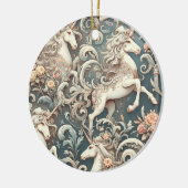 神秘的なビクトリアンユニコーン:魅惑されたフローラ セラミックオーナメント (左)