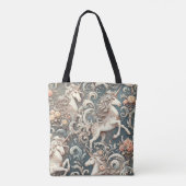 神秘的なビクトリアンユニコーン:魅惑されたフローラ トートバッグ (裏面)