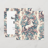 神秘的なビクトリアンユニコーン：魅惑されたフローラ 招待状 (正面/裏面)