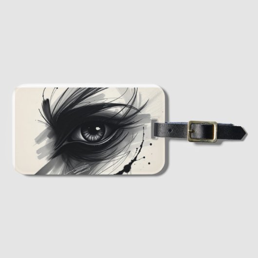 神秘的なビジョン – ブラックインクアイアートラゲッジタグ ラゲッジタグ (正面横)