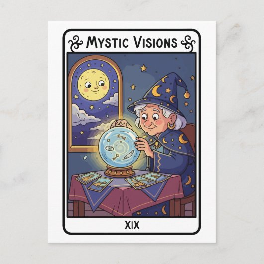 神秘的なビジョン – Fortune Teller with Crystal Ball ポストカード (正面)