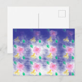 神秘的なピンクと黄色のバラの葉書パターン（の模様が）あるき ポストカード (正面/裏面)