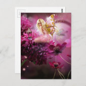 神秘的なピンクのファンタジー妖精フラワーガーデンアート ポストカード (正面/裏面)