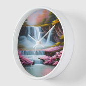 神秘的なピンクの滝の壁時計 壁時計 (傾斜)