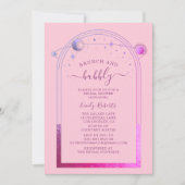 神秘的なピンクパープルの天体的なブライズシャワー 招待状 (正面)