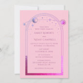 神秘的なピンクパープルサンスタームーン天文学宇宙 招待状 (正面)