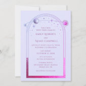 神秘的なピンクブルーサンスタームーン天文学宇宙 招待状 (正面)