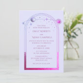 神秘的なピンクブルーサンスタームーン天文学宇宙 招待状 (スタンド正面)