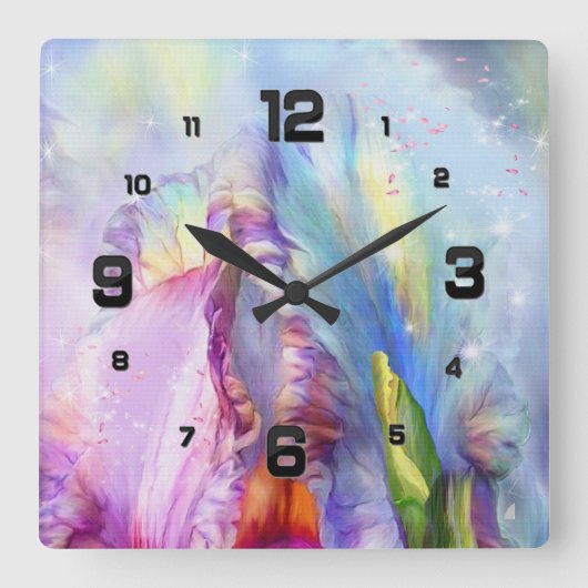 神秘的なピンクブルー抽象芸術 スクエア壁時計 (正面)