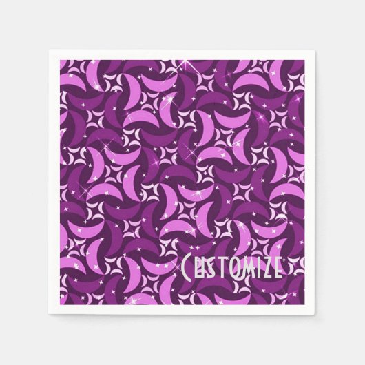 神秘的なピンクモーンズパターンナプキン スタンダードカクテルナプキン (正面)