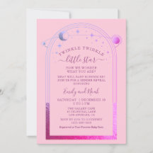 神秘的なピンク紫色の太陽の月の星ベビーシャワー