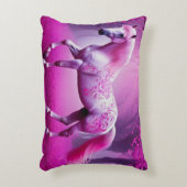 神秘的なピンク色のファンタジー林の馬 アクセントクッション (正面(垂直))