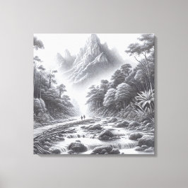 神秘的なピーク：魅惑的な森林のパス キャンバスプリント