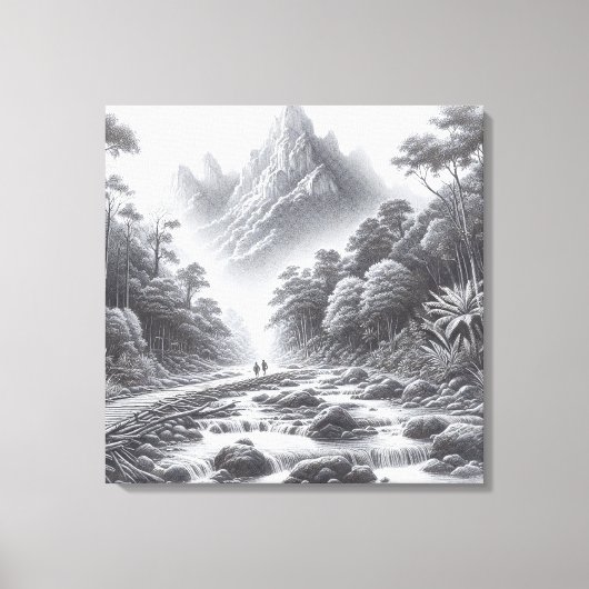 神秘的なピーク:魅惑的な森林のパス キャンバスプリント (正面)