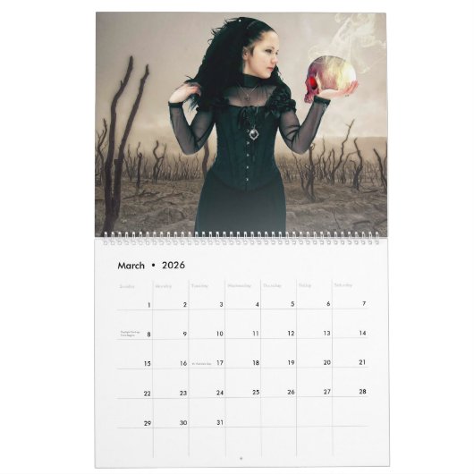 神秘的なファンタジーのゴシック様式おとぎ話のカレンダー カレンダー (3月 2026)