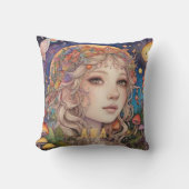 神秘的なファンタジーガール – カスタムマジカル クッション (正面)