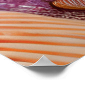 神秘的なファンタジービーチの夕日と熱帯花 ポスター (角)