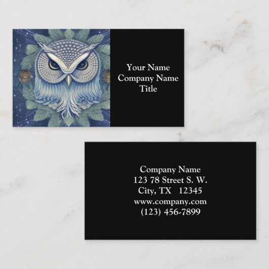 神秘的なファンタジー林フクロウ 名刺 (正面/裏面)