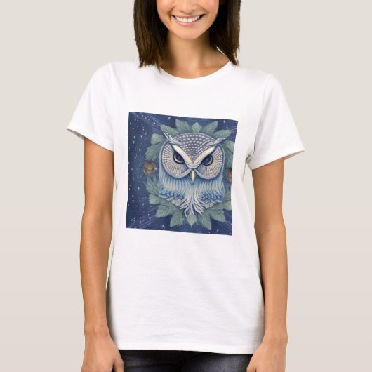 神秘的なファンタジー林フクロウ Tシャツ (正面)