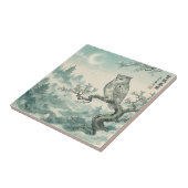 神秘的なフクロウの月景色アート タイル (側面)