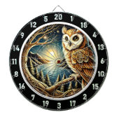 神秘的なフクロウの森のアート ダーツボード (正面)