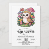 神秘的なフクロウの赤ちゃん歓迎会 招待状 (正面/裏面)