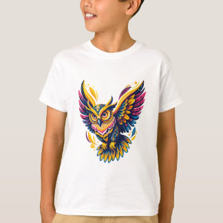 神秘的なフライトネオンフクロウ Tシャツ