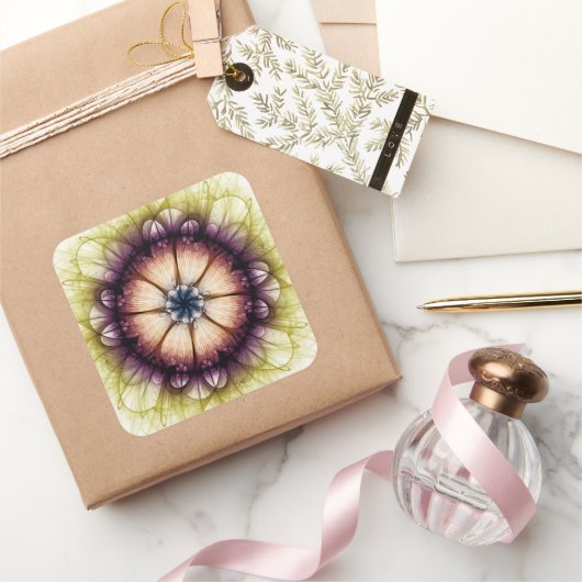 神秘的なフローラの不思議なパターン スクエアシール (ギフト)