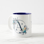 神秘的なフローラモノグラムイニシャル – 文字A ツートーンマグカップ (正面左)