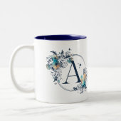 神秘的なフローラモノグラムイニシャル – 文字A ツートーンマグカップ (左)