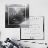 神秘的なブラックインクタトゥーアフターケアの指示 スクエア名刺