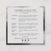 神秘的なブラックインクタトゥーアフターケアの指示 スクエア名刺 (裏面)