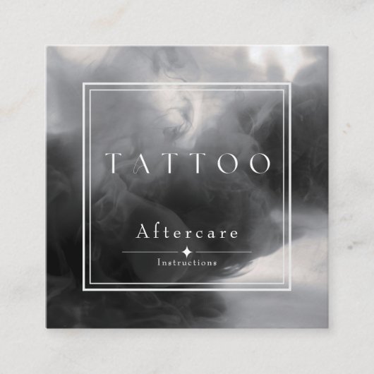 神秘的なブラックインクタトゥーアフターケアの指示 スクエア名刺 (正面)