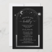 神秘的なブラックシルバーシテリアブライダルシャワー 招待状 (正面)